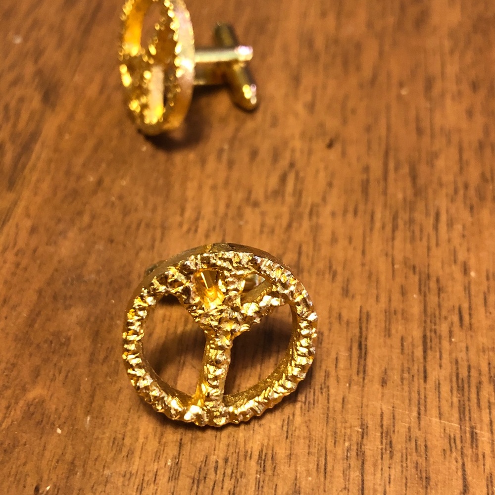 Gold Peace Sign Cufflinks - Women's Jewelry